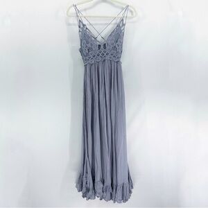 Free People Purple Adella Maxi Slip Lace Dress X-Small